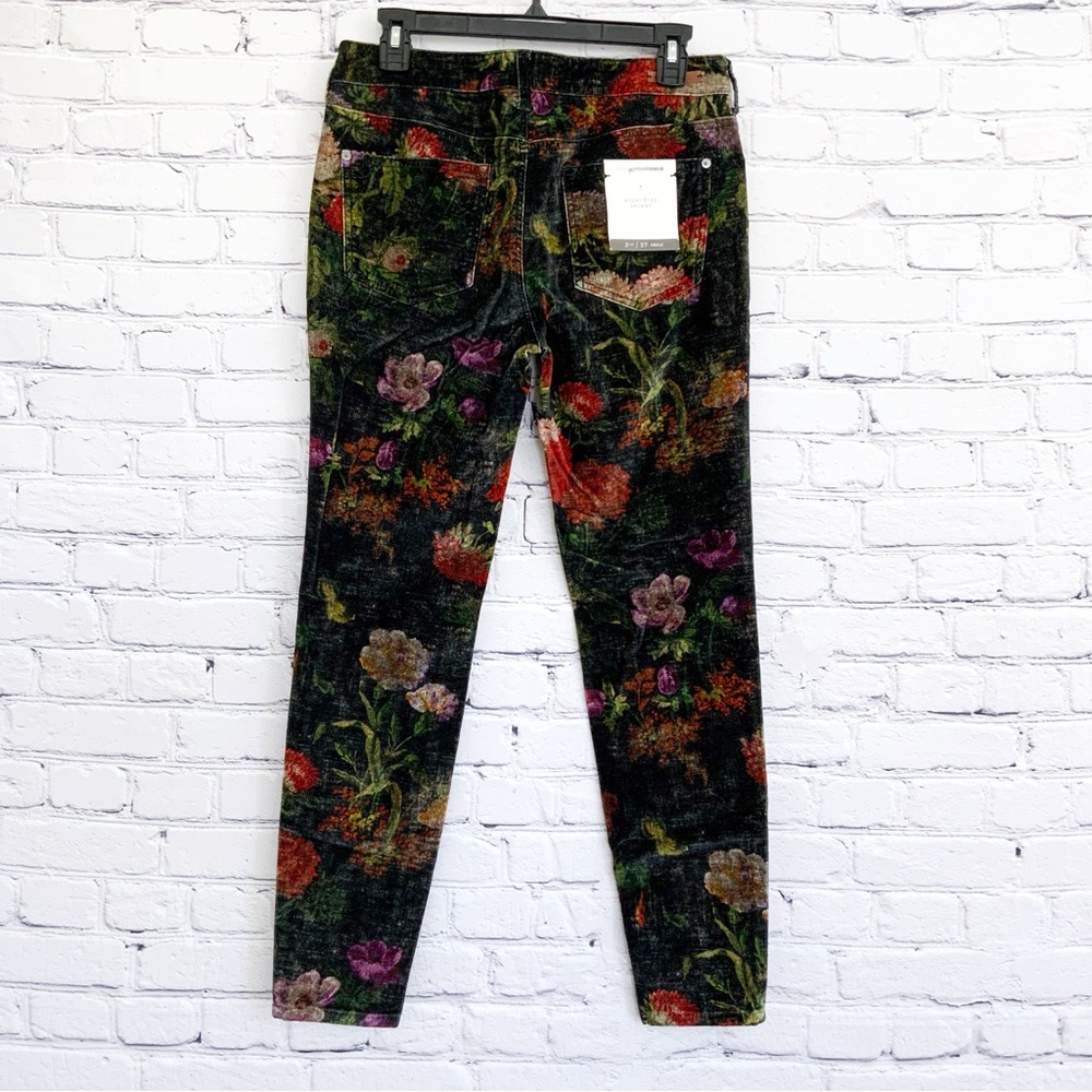 New Anthropologie Pilcro Velvet Floral Pants High Rise Skinny Ankle Size 27 - Picture 6 of 11